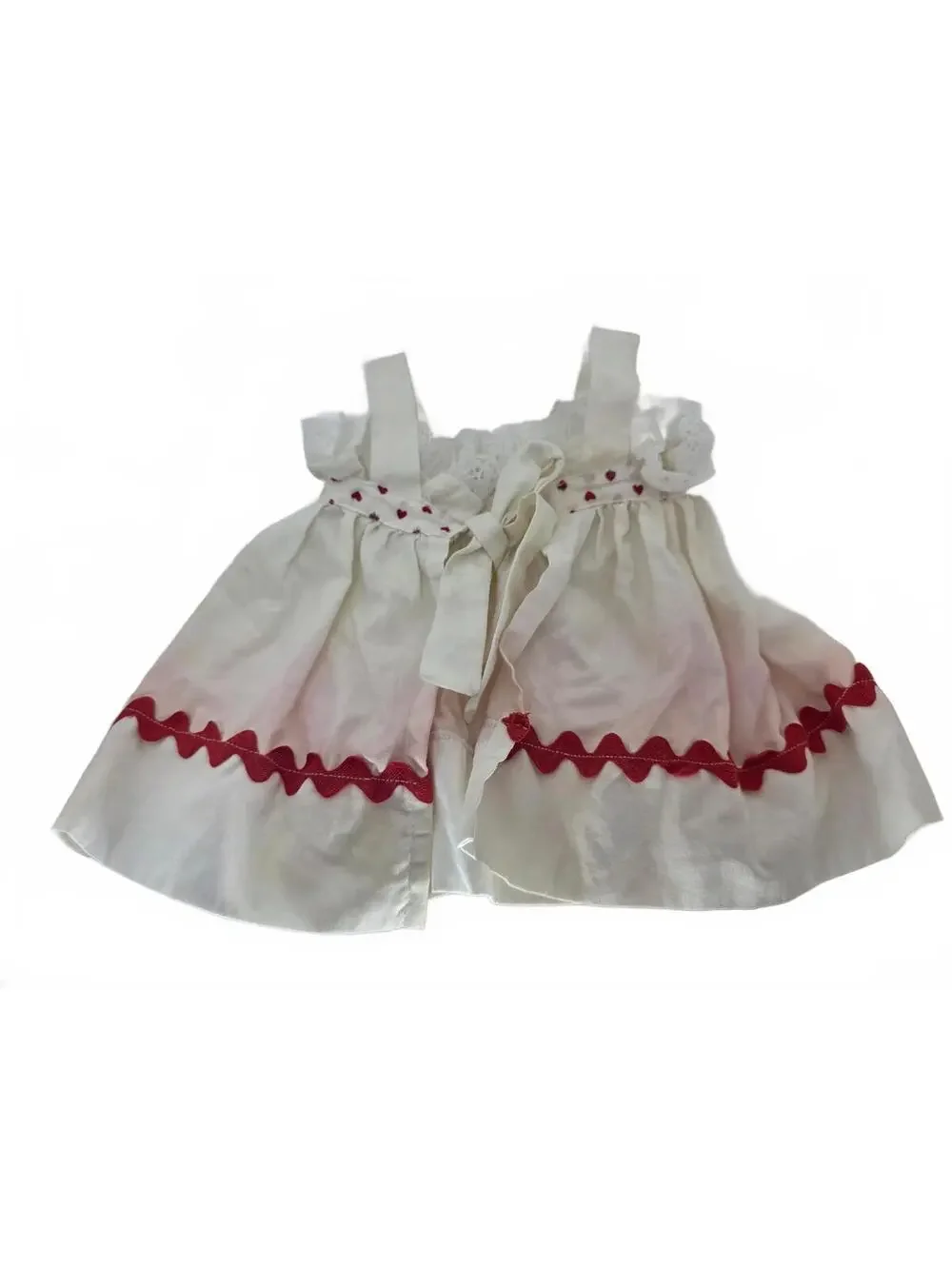 Vintage Raggedy Ann Doll Clothing Set White Dress & Embroidered Apron Pinafore